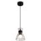 Freya Topi FR5503PL-01B Минималистичный подвесной светильник в стиле лофт под сменную лампу 1xE27 до 40 Вт, черный металл и прозрачное стекло, плафон диаметром 13,5 см, макс. высота 97,5 см