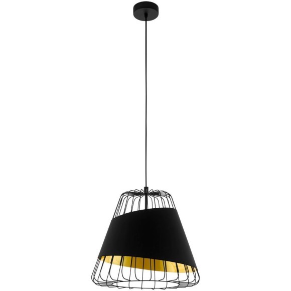 49446 Подвес AUSTELL, 1х60W (E27), Ø360, H1100, сталь, черный/текстиль, черный, золотой 49446 Подвес AUSTELL, 1х60W (E27), Ø360, H1100, сталь, черный/текстиль, черный, золотой