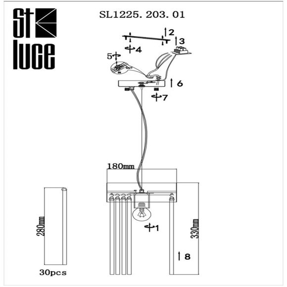 SL1225.203.01 Светильник подвесной ST-Luce Золотистый/Золотистый, Прозрачный E27 1*60W CONTATTO