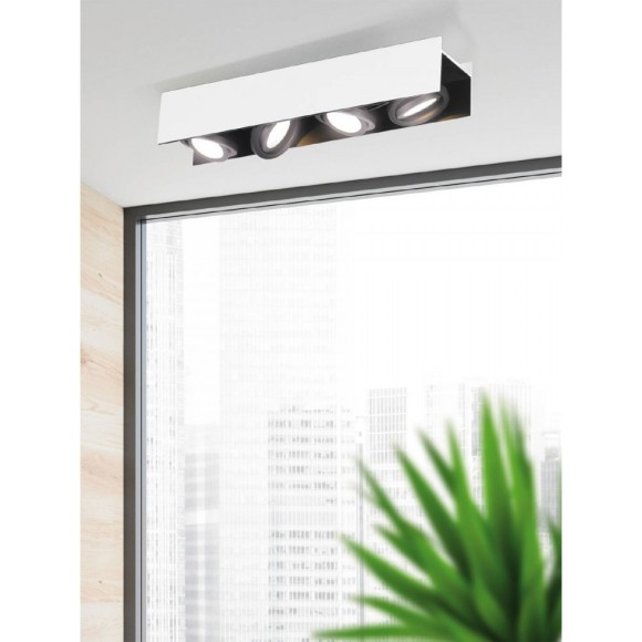 Накладной потолочный светильник EGLO VIDAGO 39318, 4 встроенных LED по 5,4Вт, 4 × 510Лм, 3000К, диммируется по TRIAC, подключение 220В, белый и черный корпус, длина 620 мм, ширина 130 мм, высота 110 мм