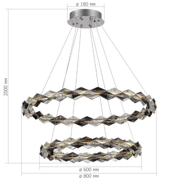 SL6009.103.02 Люстра подвесная ST-Luce Хром/Прозрачно-Дымчатый LED 1*45W 3000K DIAMANTA