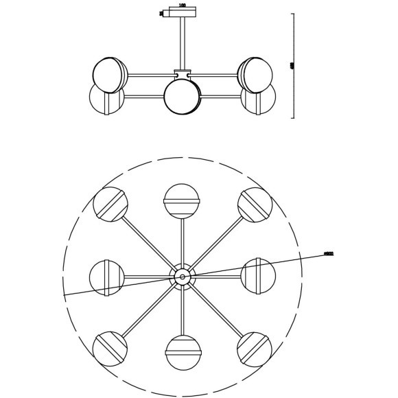Люстра на штанге Freya FR5204PL-08BS Sonder под лампы 8xE27 60W