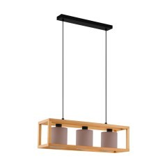 390108 EGLO GRANADOS Потолочная люстра с тремя лампами E27, 120Вт, дерево коричневое, ткань белый 390108 EGLO GRANADOS Потолочная люстра с тремя лампами E27, 120Вт, дерево коричневое, ткань белый