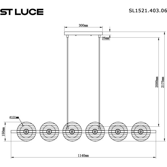 SL1521.403.06 Светильник подвесной ST-Luce Черный/Дымчатый, Белый G9 6*5W 4000K NOON