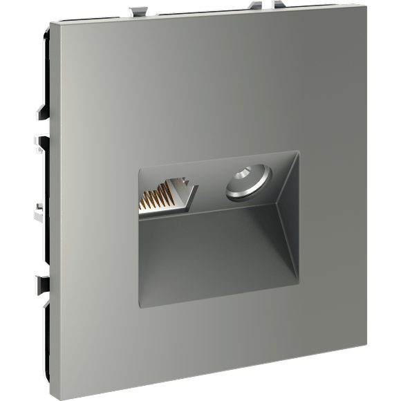 Розетка телевизионная встраиваемая VOLTUM S70 TV+RJ45 кат. 6, (сталь)