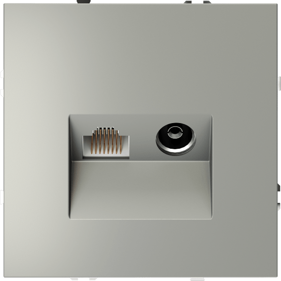 Розетка телевизионная встраиваемая VOLTUM S70 TV+RJ45 кат. 6, (сталь)