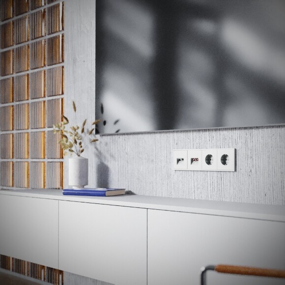 Розетка телевизионная встраиваемая VOLTUM S70 TV+RJ45 кат. 6, (сталь)