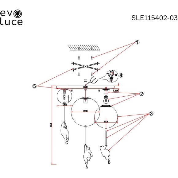 SLE115402-03 Светильник потолочный Белый/Белый E27/G9 3*160W MODENA