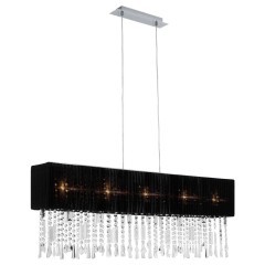 89177 AVES Подвесной потолочный светильник люстра с 5 лампами E14, 200Вт, металл, ткань, хромированный 89177 AVES Подвесной потолочный светильник люстра с 5 лампами E14, 200Вт, металл, ткань, хромированный