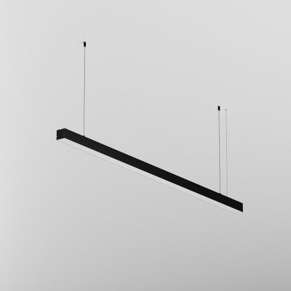 Maytoni Technical LL312030 Подвесной линейный LED-светильник длиной 1.5 м, SMD 2835, 30Вт, 4000К, 1800Лм, CRI90, 120°, 220V, IP33, черный алюминий, рассеиватель белый матовый, 1500x50x50 мм, комплектация: профиль, рассеиватель, лента, тросы 2м, блок питан
