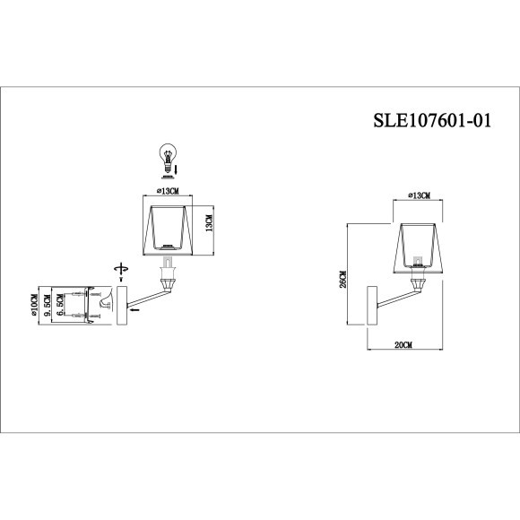SLE107601-01 Светильник настенный Хром/Белый E14 1*40W GRINDA