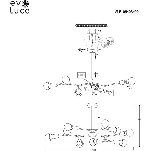 SLE106403-09 Светильник потолочный Серый, Розовое золото E27 9*60W PALARE SLE106403-09 Светильник потолочный Серый, Розовое золото E27 9*60W PALARE