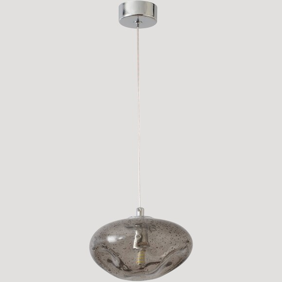 Crystal Lux Formless SP1 Smoke 4121/201 Подвесной современный светильник, плафон диаметром 15 см, дымчатое стекло, основание хром металл, лампа G9 1шт макс. 40Вт IP20 220В