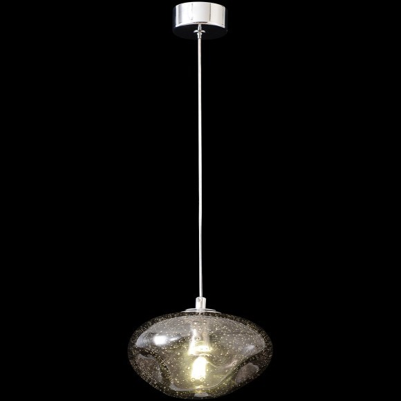 Crystal Lux Formless SP1 Smoke 4121/201 Подвесной современный светильник, плафон диаметром 15 см, дымчатое стекло, основание хром металл, лампа G9 1шт макс. 40Вт IP20 220В