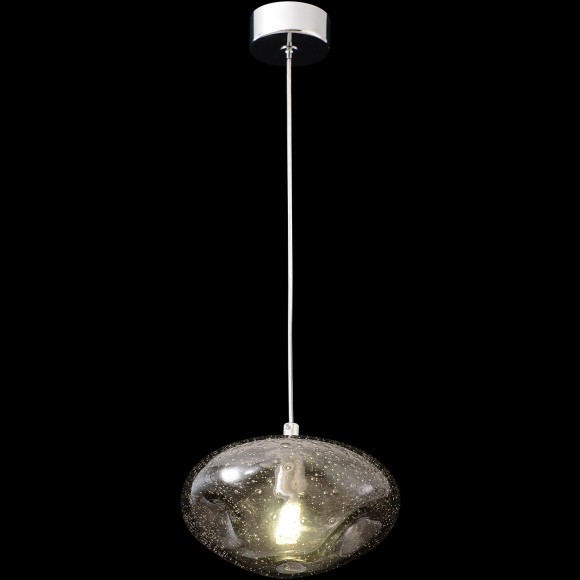 Crystal Lux Formless SP1 Smoke 4121/201 Подвесной современный светильник, плафон диаметром 15 см, дымчатое стекло, основание хром металл, лампа G9 1шт макс. 40Вт IP20 220В
