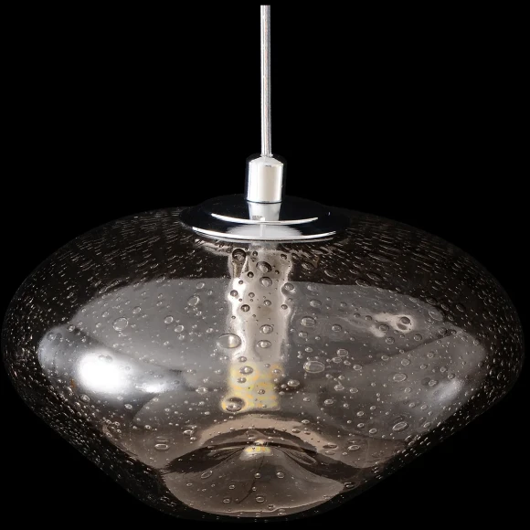 Crystal Lux Formless SP1 Smoke 4121/201 Подвесной современный светильник, плафон диаметром 15 см, дымчатое стекло, основание хром металл, лампа G9 1шт макс. 40Вт IP20 220В