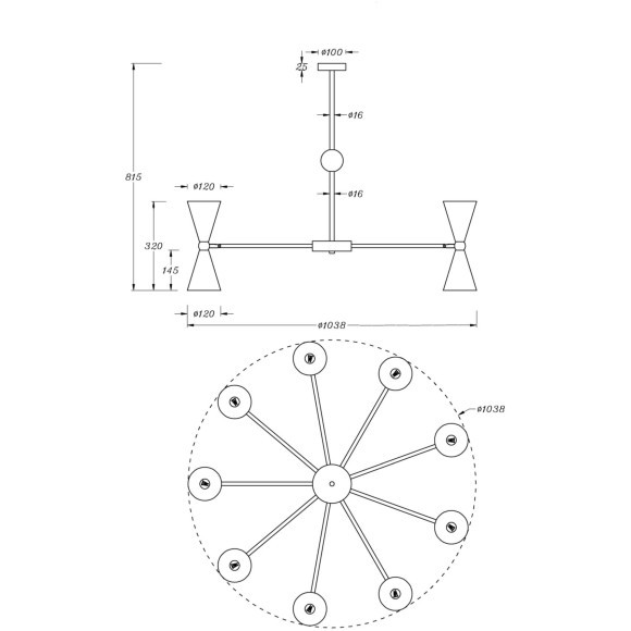 Люстра на штанге Maytoni MOD108PL-18WG Vesper под лампы E14 40W