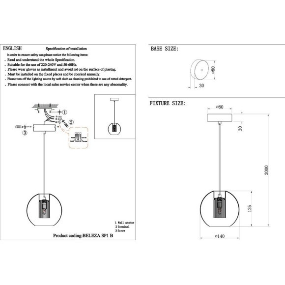 Светильник подвесной Crystal Lux BELEZA SP1 B CHROME Светильник подвесной Crystal Lux BELEZA SP1 B CHROME