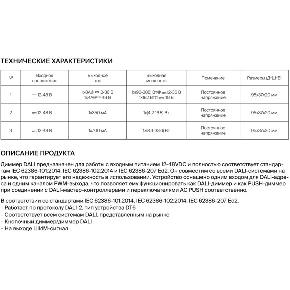 Maytoni PSL-1CH-DALI-12-36DC 721015 Одноканальный диммер DALI DT6 работающий от контроллера или PUSH DIM выключателя, 12-48V