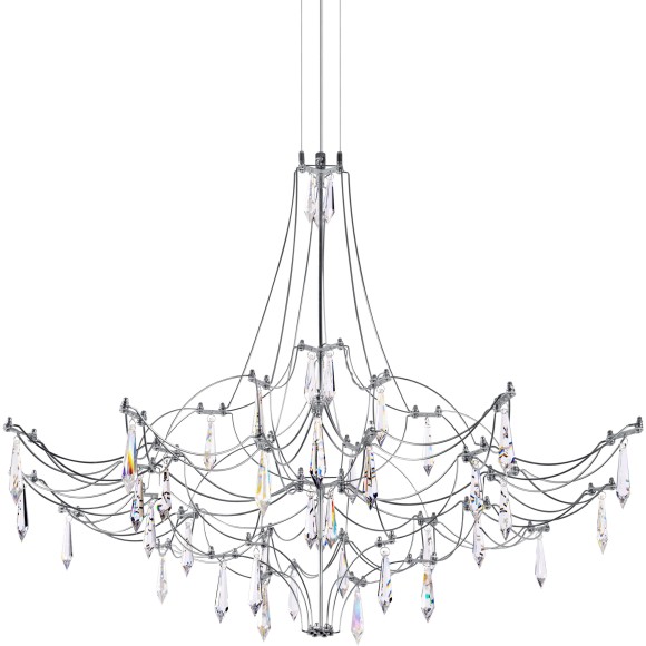 10588/800 Silver Asfour Loft It MIRA Подвесной светильник с прозрачным хрустальным плафоном и серебристым металлическим основанием, LED 22,5 Вт, 3000 К, 2700 Лм, 12–24 В, IP20