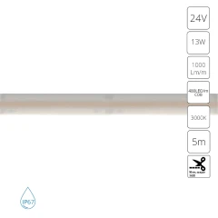 Уличная светодиодная лента 5м IP67 24В 13Вт/м 1000Лм/м 3000К CRI 90 10мм Arte Lamp AQUA LANE A2448010-01-3K