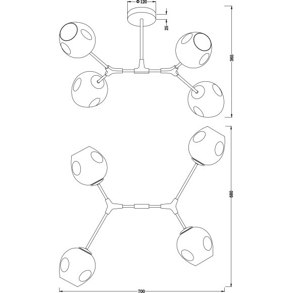 Люстра потолочная Freya FR5006CL-04B Desi под лампы 4xE27 60W