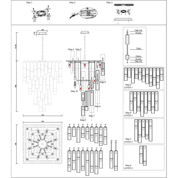 Подвесная люстра с дымчатым хрусталем, 22 лампы Е14, Divinare CASCATA 7665/17 SP-18