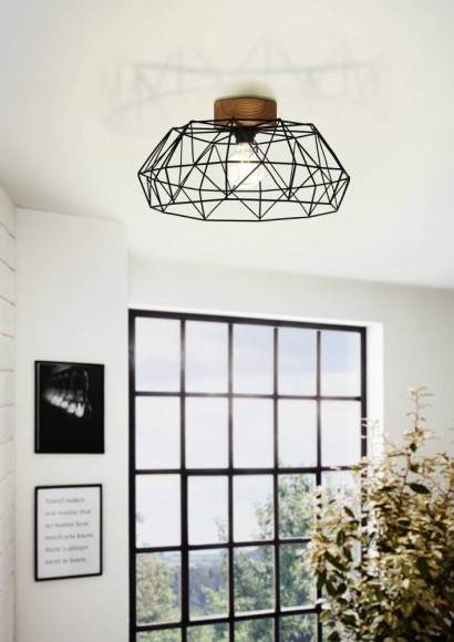 44088 EGLO PADSTOW Потолочный светильник 1xE27, 60Вт, сталь, дерево черный натуральный 44088 EGLO PADSTOW Потолочный светильник 1xE27, 60Вт, сталь, дерево черный натуральный