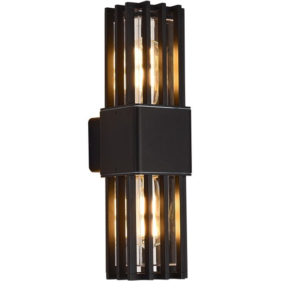 SL9018.401.02 Светильник уличный настенный квадратный антивандальный с защитой плафона в виде решетки с 2 лампами ST-Luce E27 15W IRUM