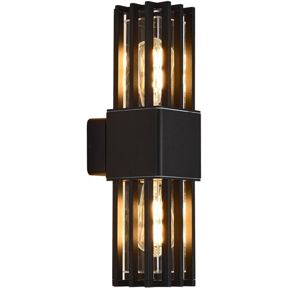 SL9018.401.02 Светильник уличный настенный квадратный антивандальный с защитой плафона в виде решетки с 2 лампами ST-Luce E27 15W IRUM