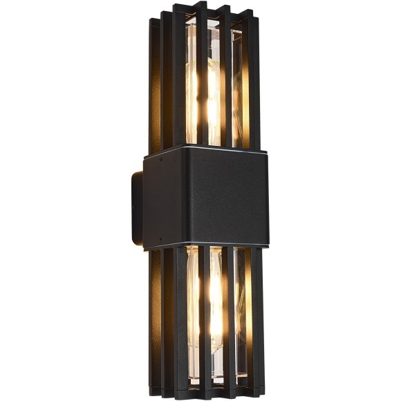 SL9018.401.02 Светильник уличный настенный квадратный антивандальный с защитой плафона в виде решетки с 2 лампами ST-Luce E27 15W IRUM