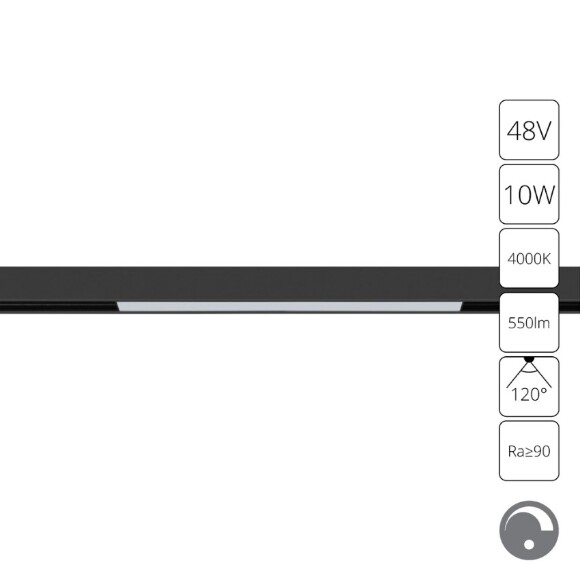A4682PL-1BK Трековый магнитный диммируемый по 0/1-10V светодиодный светильник Arte Lamp Linea 2.0 CRI90+ 4000К 550Лм 120° 10Вт