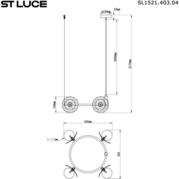 SL1521.403.04 Светильник подвесной ST-Luce Черный/Дымчатый, Белый G9 4*5W 4000K NOON