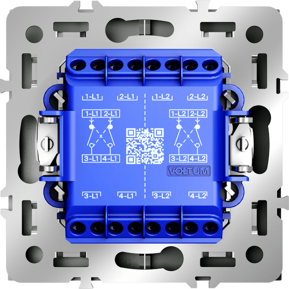 Перекрестный переключатель встраиваемый VOLTUM S70 двухклавишный 10А, (титан)