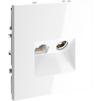 Розетка телевизионная встраиваемая VOLTUM S70 TV+RJ45 кат. 6, (белый глянцевый)