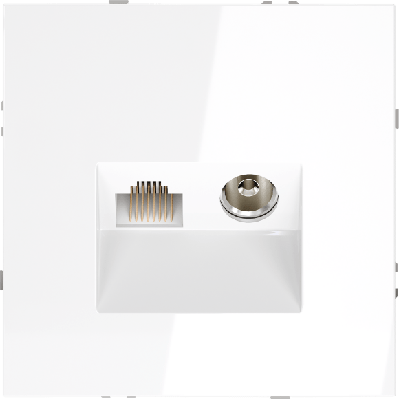 Розетка телевизионная встраиваемая VOLTUM S70 TV+RJ45 кат. 6, (белый глянцевый)