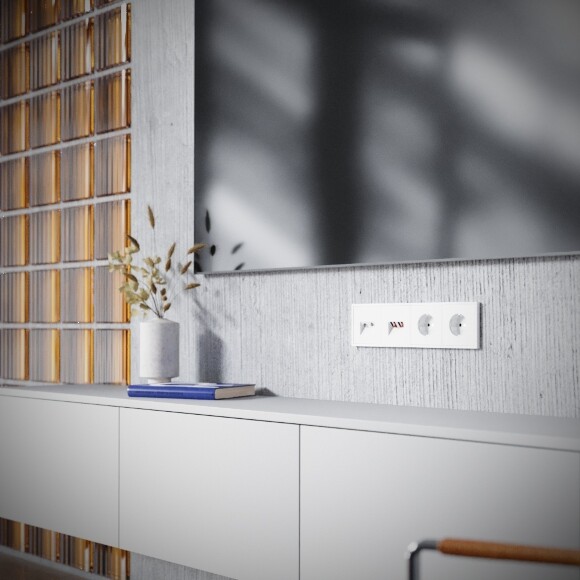 Розетка телевизионная встраиваемая VOLTUM S70 TV+RJ45 кат. 6, (белый глянцевый)