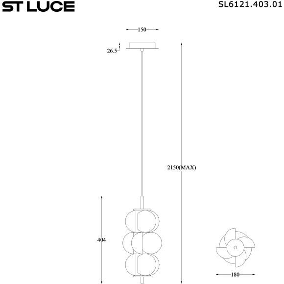 SL6121.403.01 Светильник подвесной ST-Luce Черный/Белый LED 1*9W 3000K TALISMAN