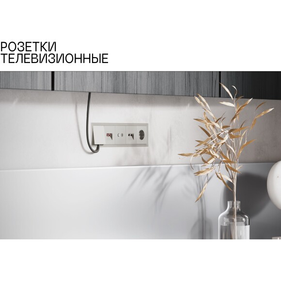 VLS002714 Накладка для розетки TV+RJ45 (CAT5-CAT6 + RG6 или РК 75-4,8-31 коричневого цвета VOLTUM S70 (купучино)