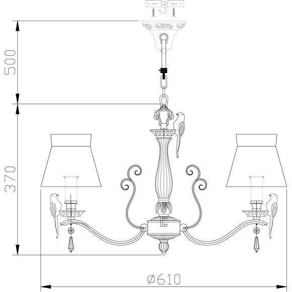 Люстра подвесная Maytoni ARM013-06-W Bird под лампы 6xE14 40W