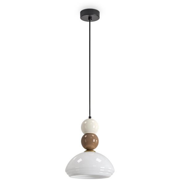 Freya Globo FR5628PL-01BGW1 Светильник подвесной декоративный интерьерный, плафон 23см, основание черный металл, плафон кремовое стекло, под лампу E27 макс 60Вт IP20, высота 340-2060мм