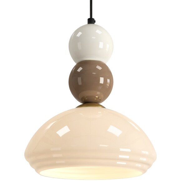 Freya Globo FR5628PL-01BGW1 Светильник подвесной декоративный интерьерный, плафон 23см, основание черный металл, плафон кремовое стекло, под лампу E27 макс 60Вт IP20, высота 340-2060мм