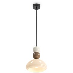 Freya Globo FR5628PL-01BGW1 Светильник подвесной декоративный интерьерный, плафон 23см, основание черный металл, плафон кремовое стекло, под лампу E27 макс 60Вт IP20, высота 340-2060мм