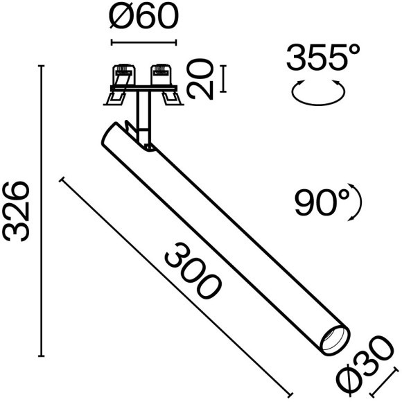 Встраиваемый светильник Technical C141RS-L300-6W3K-BBS