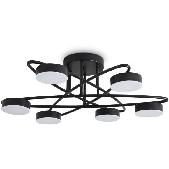 Freya Vortex FR6155CL-L36B Потолочная светодиодная люстра хай-тек, 36 Вт, 3000К, CRI 80, 1540 лм, 120°, 220V, IP20, основание черный матовый металл, рассеиватели белый акрил