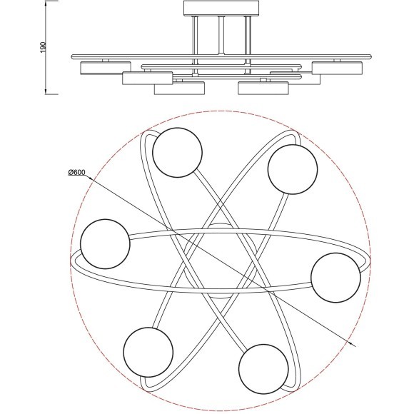 Freya Vortex FR6155CL-L36B Потолочная светодиодная люстра хай-тек, 36 Вт, 3000К, CRI 80, 1540 лм, 120°, 220V, IP20, основание черный матовый металл, рассеиватели белый акрил