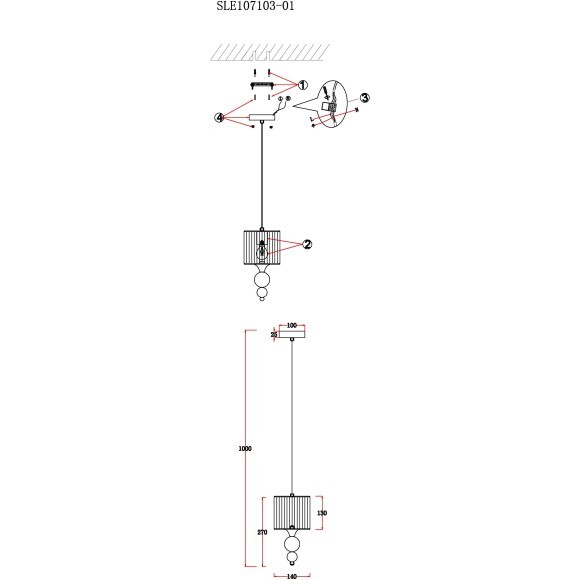 SLE107103-01 Подвес Хром/Серебристый E27 1*40W PAZIONE