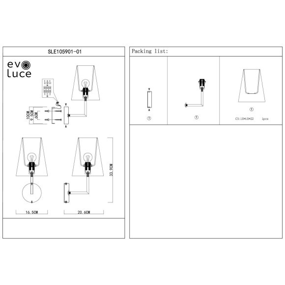 SLE105901-01 Светильник настенный Никель/Белый E14 1*40W BELLINO