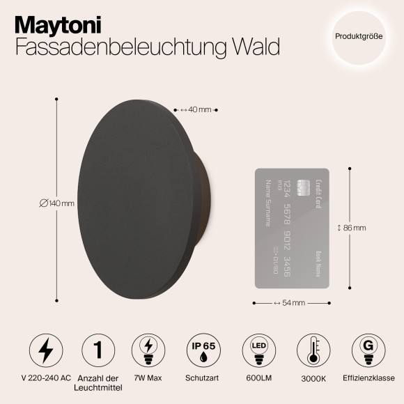 Уличный настенный светильник Maytoni O420WL-L7GF Wald IP65 светодиодный LED 7W