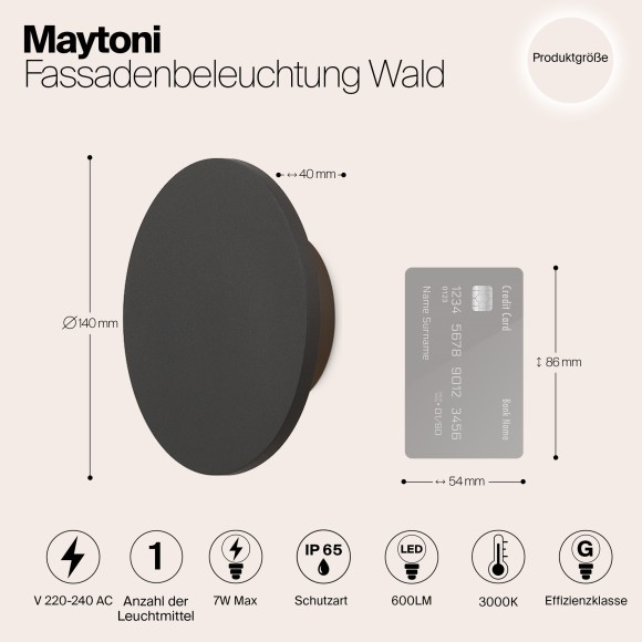 Уличный настенный светильник Maytoni O420WL-L7GF Wald IP65 светодиодный LED 7W